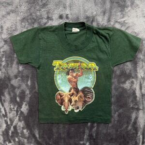 Underoos Tarzan Graphic T-Shirt Kids Size S 2-4 Green Vintage 1983-84 Jungle